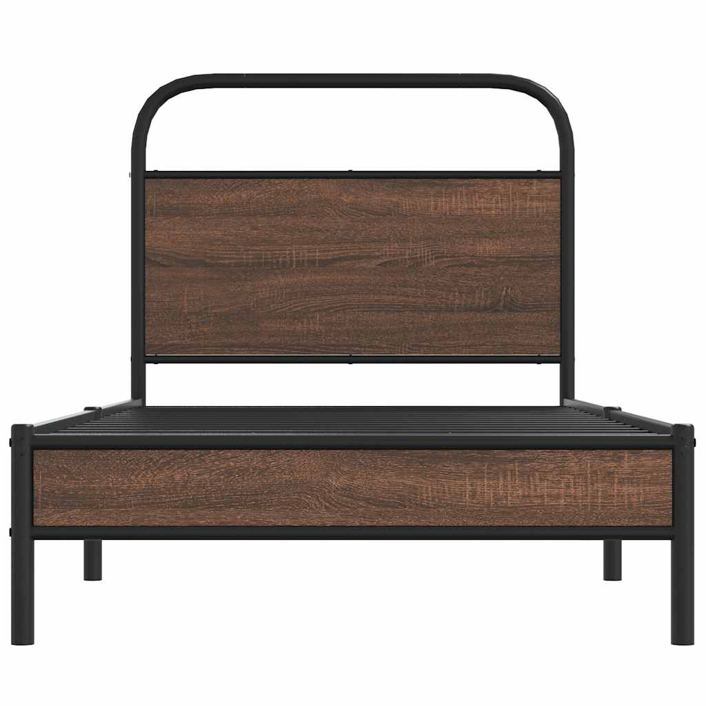 Sengeramme uten madrass brun eik 90x200 cm konstruert tre