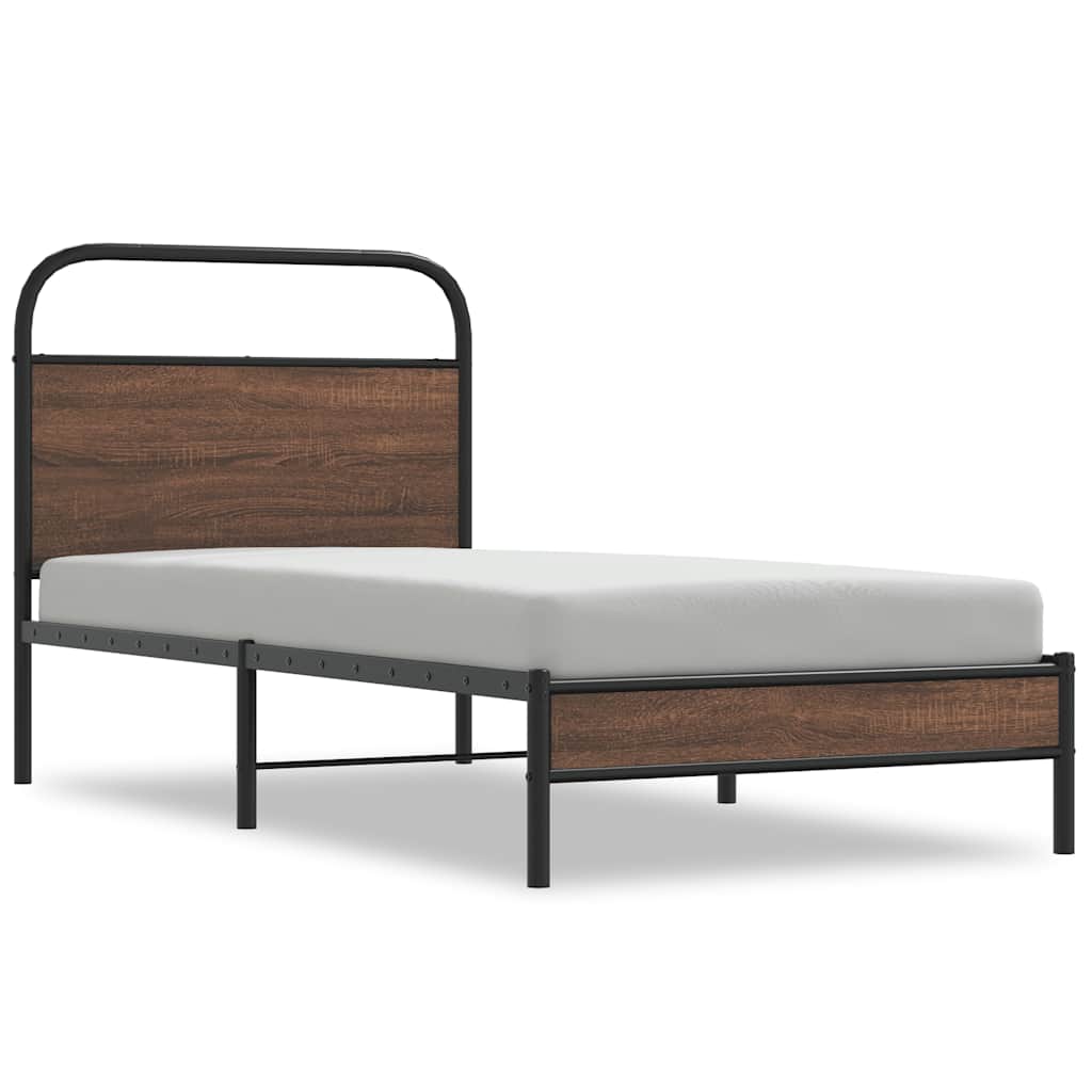 Sengeramme uten madrass brun eik 100x200 cm konstruert tre