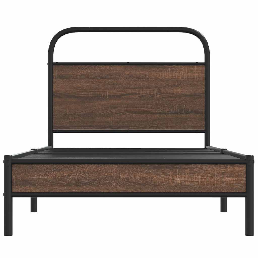 Sengeramme uten madrass brun eik 107x203 cm konstruert tre