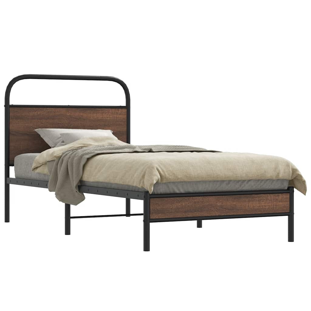 Sengeramme uten madrass brun eik 107x203 cm konstruert tre