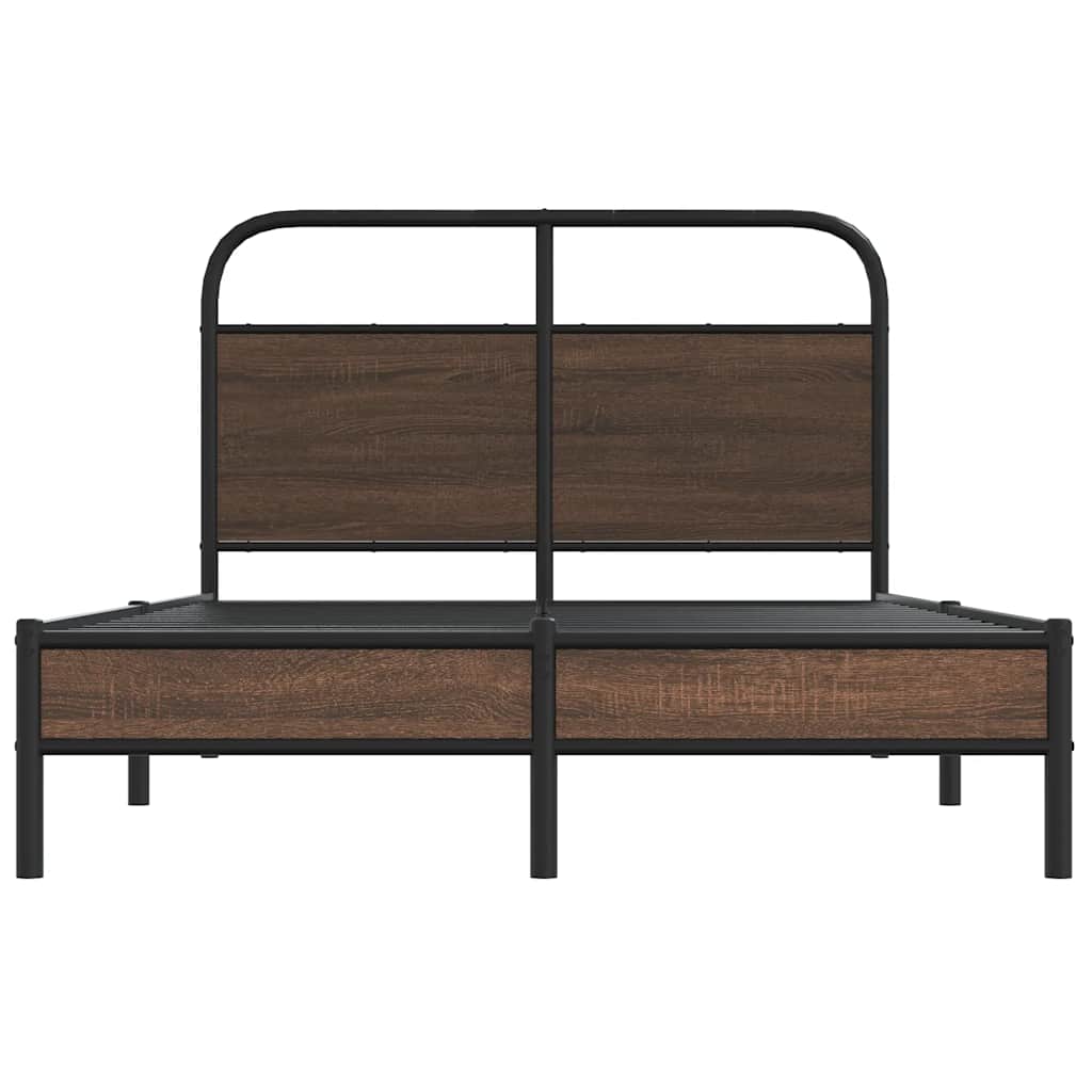 Sengeramme uten madrass brun eik 135x190 cm konstruert tre