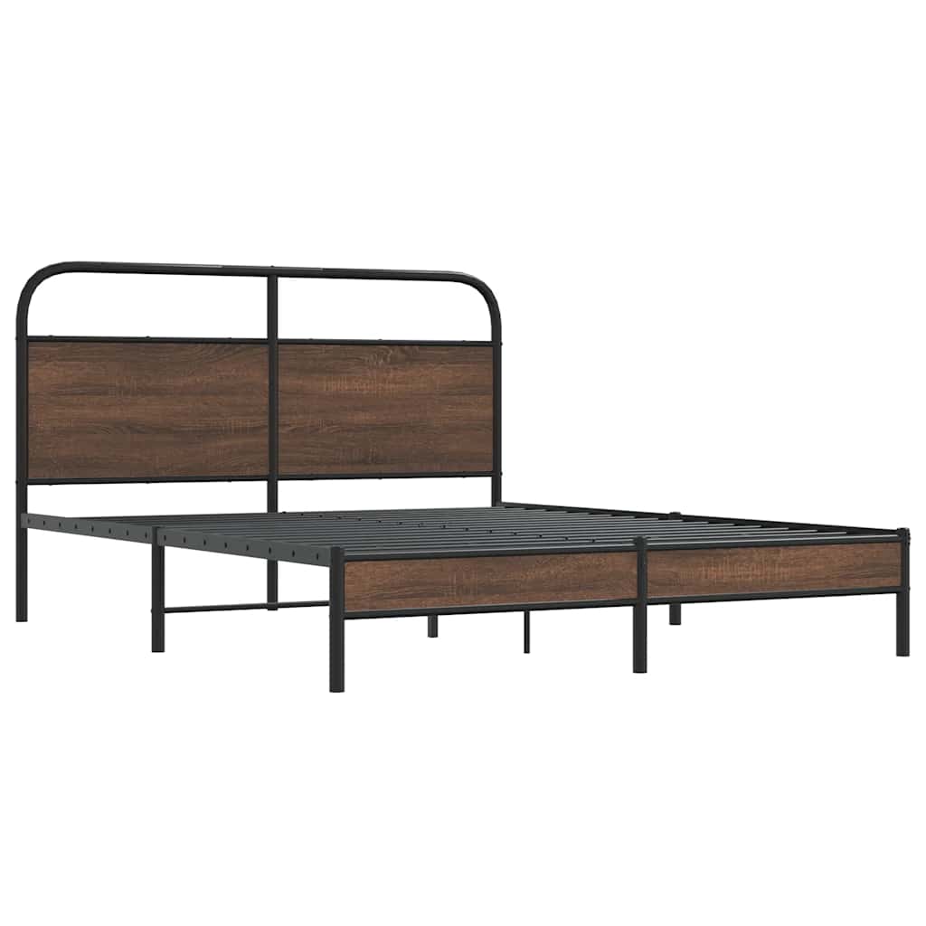 Sengeramme uten madrass brun eik 150x200 cm konstruert tre