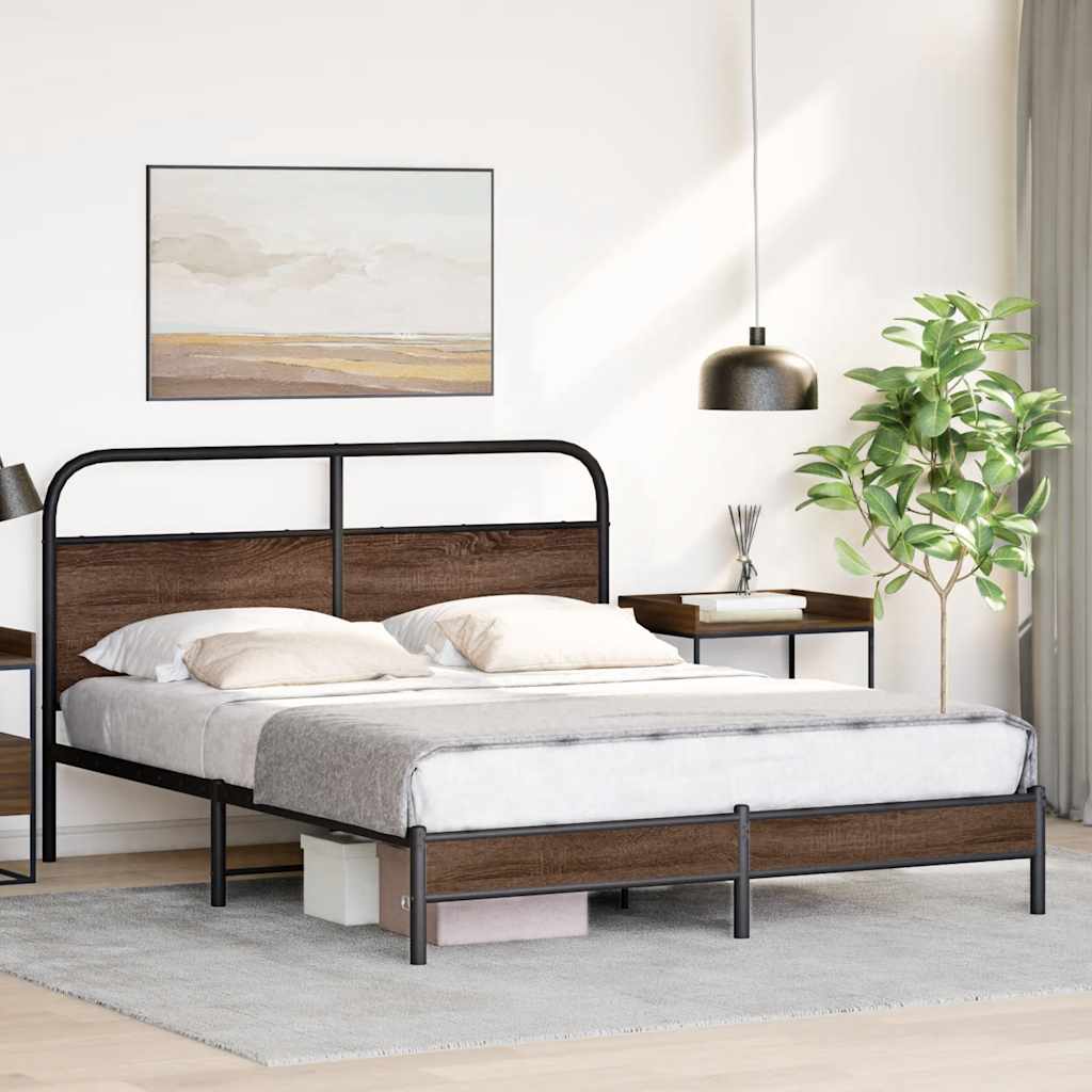 Sengeramme uten madrass brun eik 150x200 cm konstruert tre
