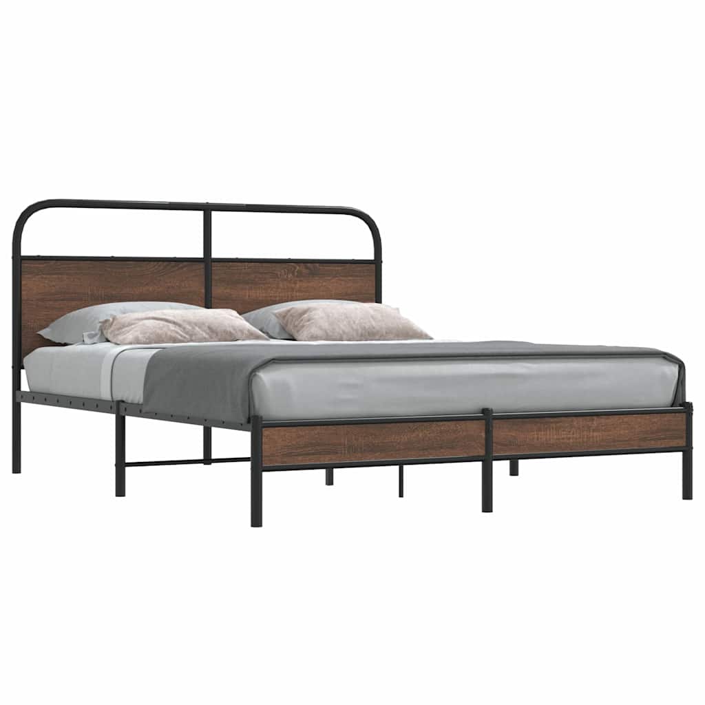 Sengeramme uten madrass brun eik 150x200 cm konstruert tre