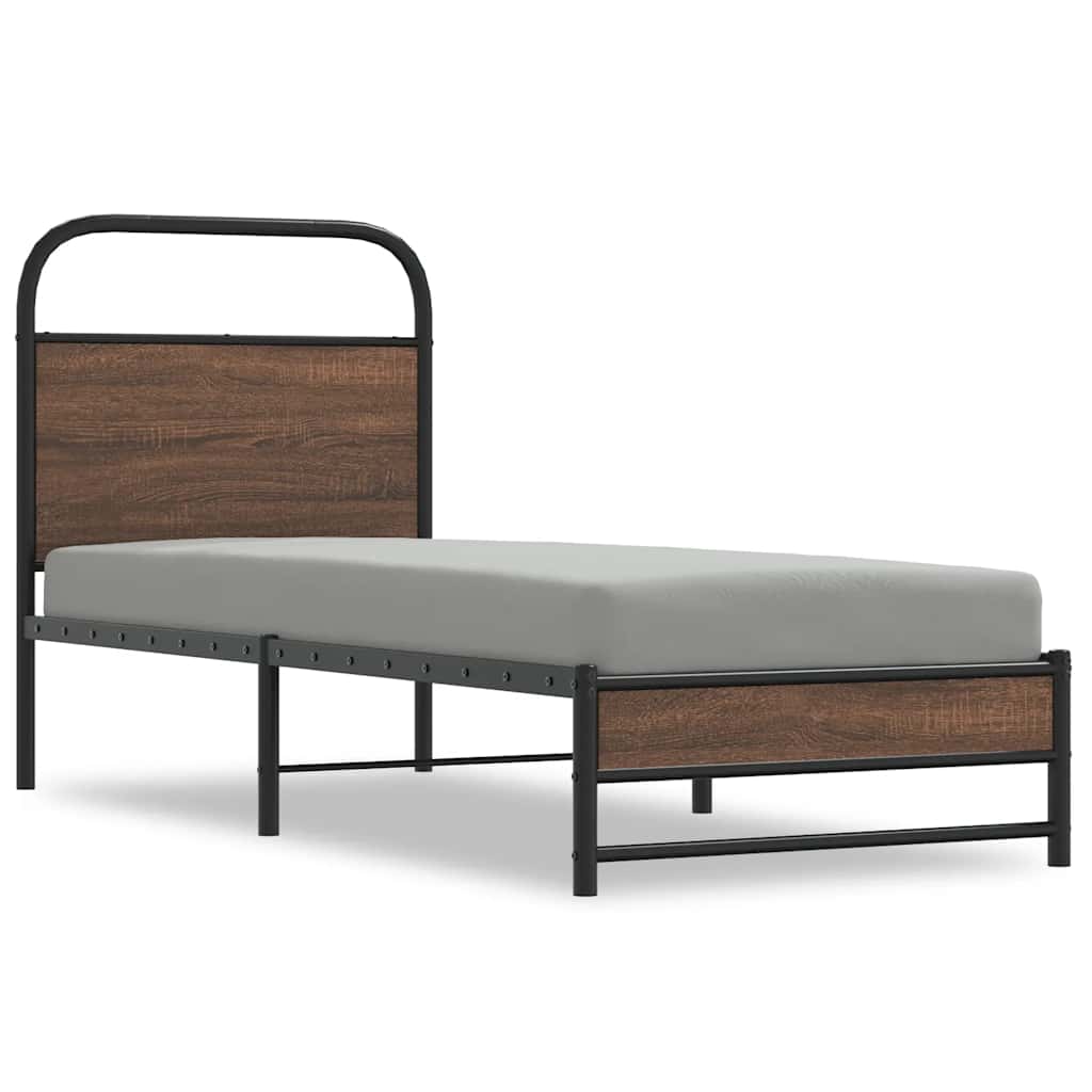 Sengeramme uten madrass brun eik 75x190 cm konstruert tre