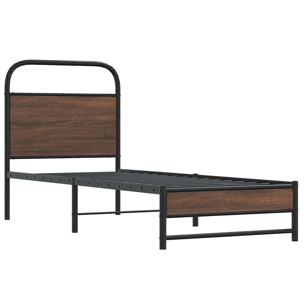 Sengeramme uten madrass brun eik 75x190 cm konstruert tre