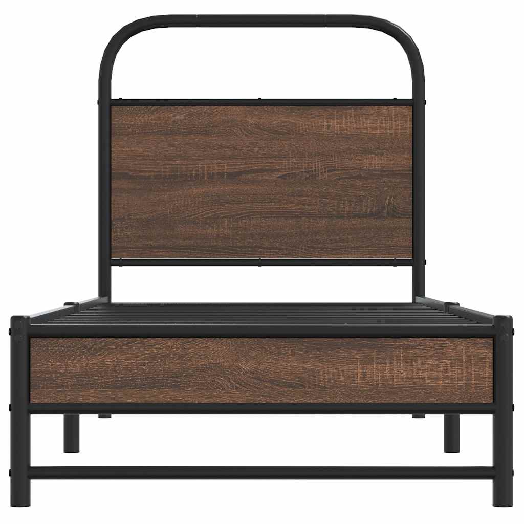 Sengeramme uten madrass brun eik 75x190 cm konstruert tre