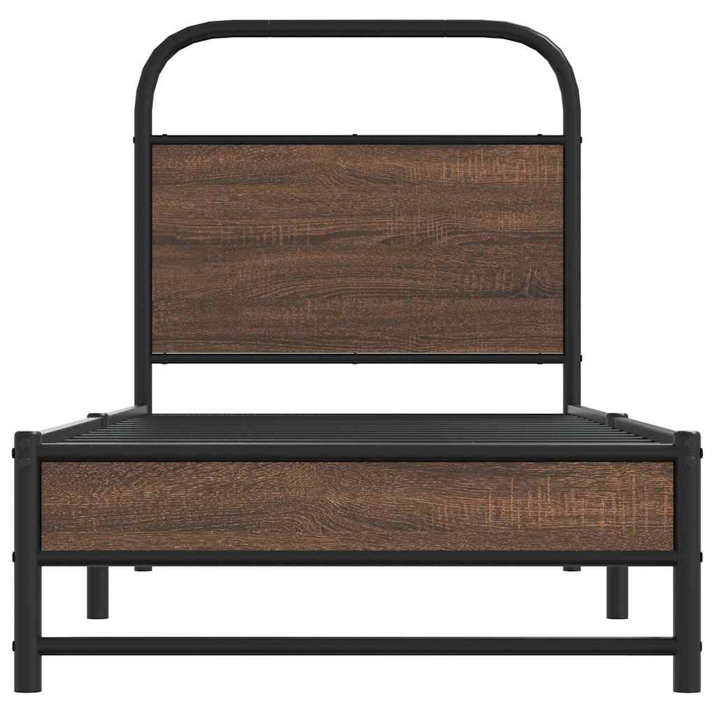 Sengeramme uten madrass brun eik 80x200 cm konstruert tre