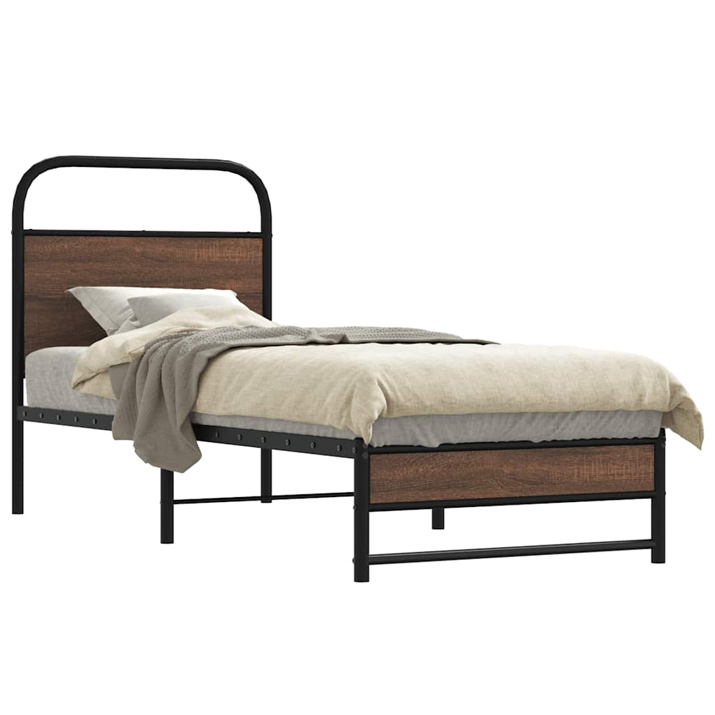 Sengeramme uten madrass brun eik 80x200 cm konstruert tre