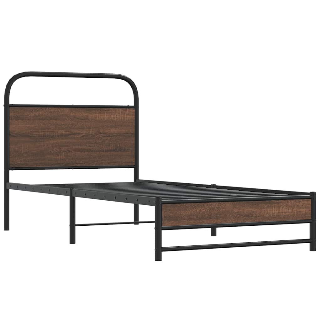 Sengeramme uten madrass brun eik 90x190 cm konstruert tre
