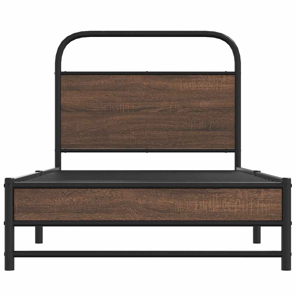 Sengeramme uten madrass brun eik 90x190 cm konstruert tre