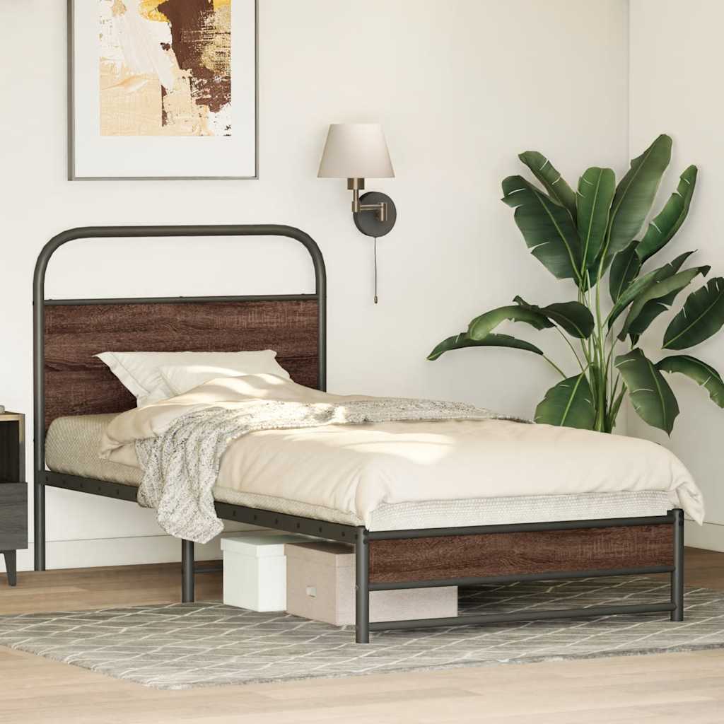 Sengeramme uten madrass brun eik 90x200 cm konstruert tre