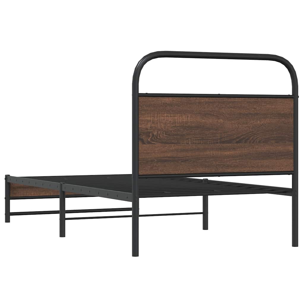 Sengeramme uten madrass brun eik 90x200 cm konstruert tre