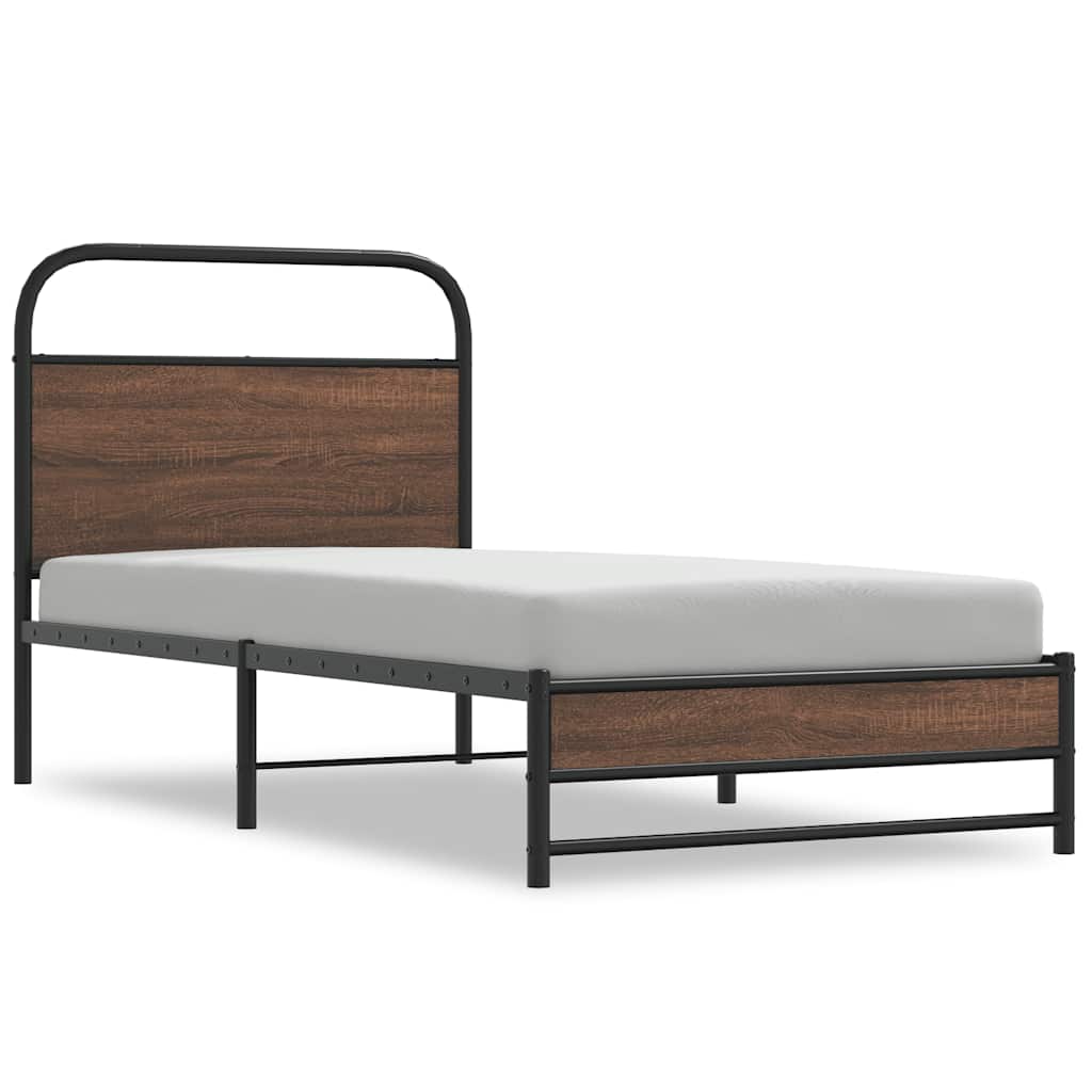 Sengeramme uten madrass brun eik 100x190 cm konstruert tre