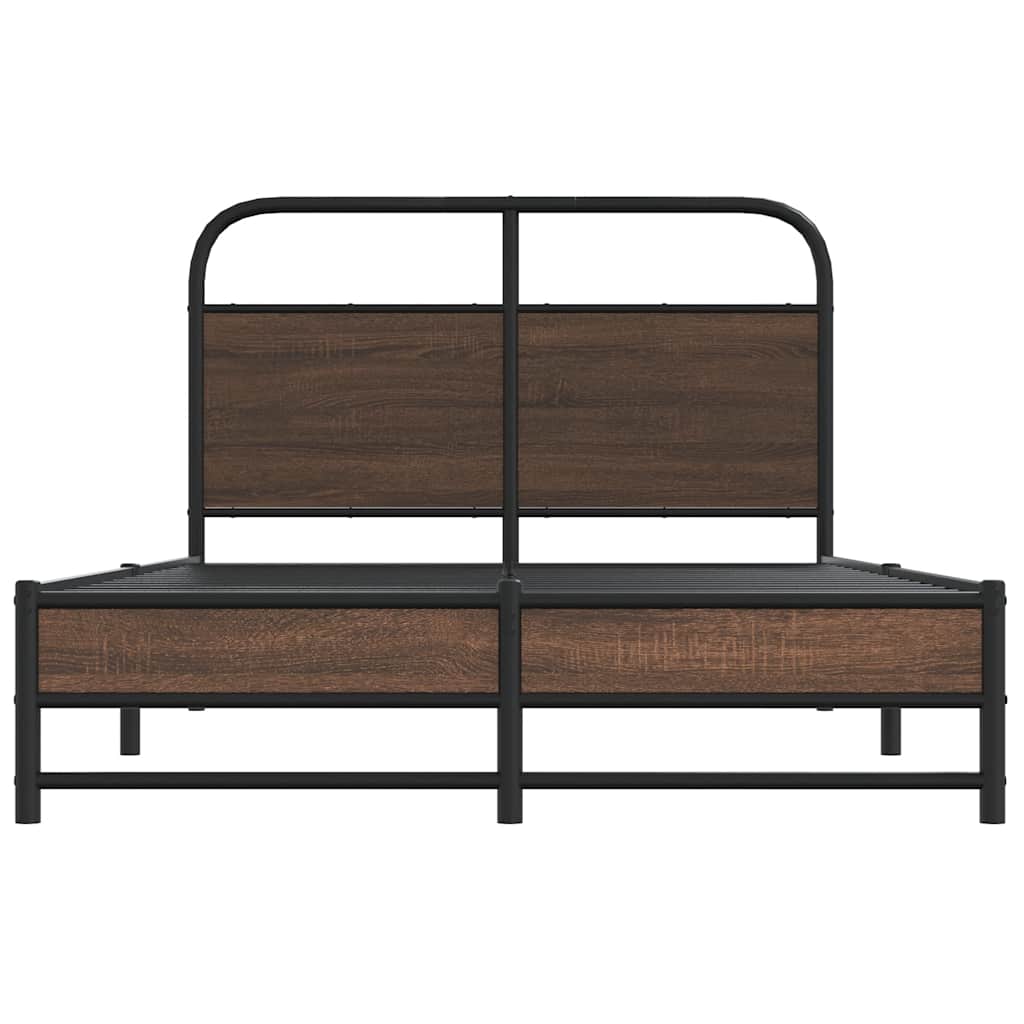Sengeramme uten madrass brun eik 135x190 cm konstruert tre