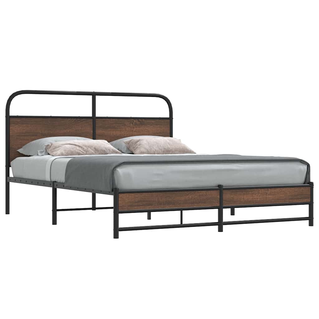 Sengeramme uten madrass brun eik 150x200 cm konstruert tre