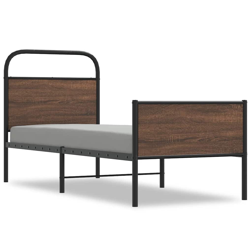 Sengeramme uten madrass brun eik 80x200 cm konstruert tre