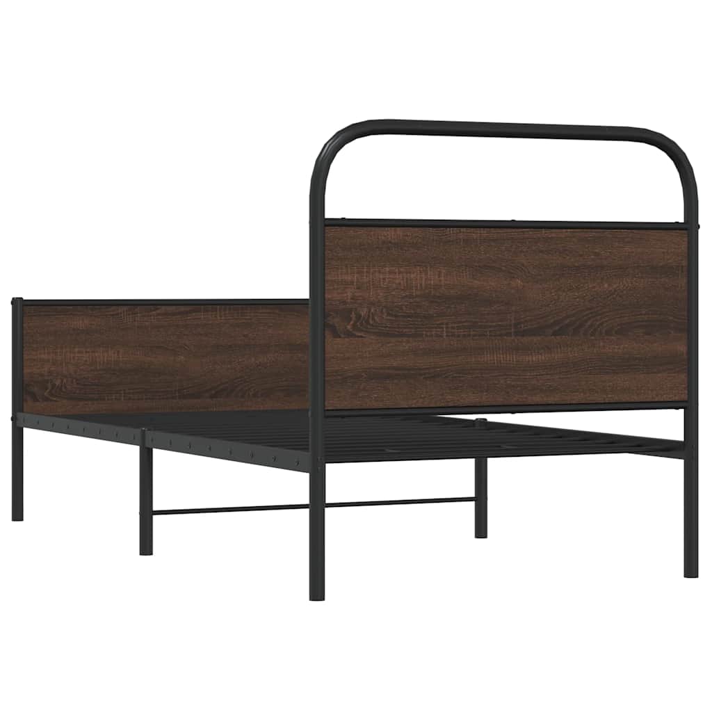Sengeramme uten madrass brun eik 90x200 cm konstruert tre