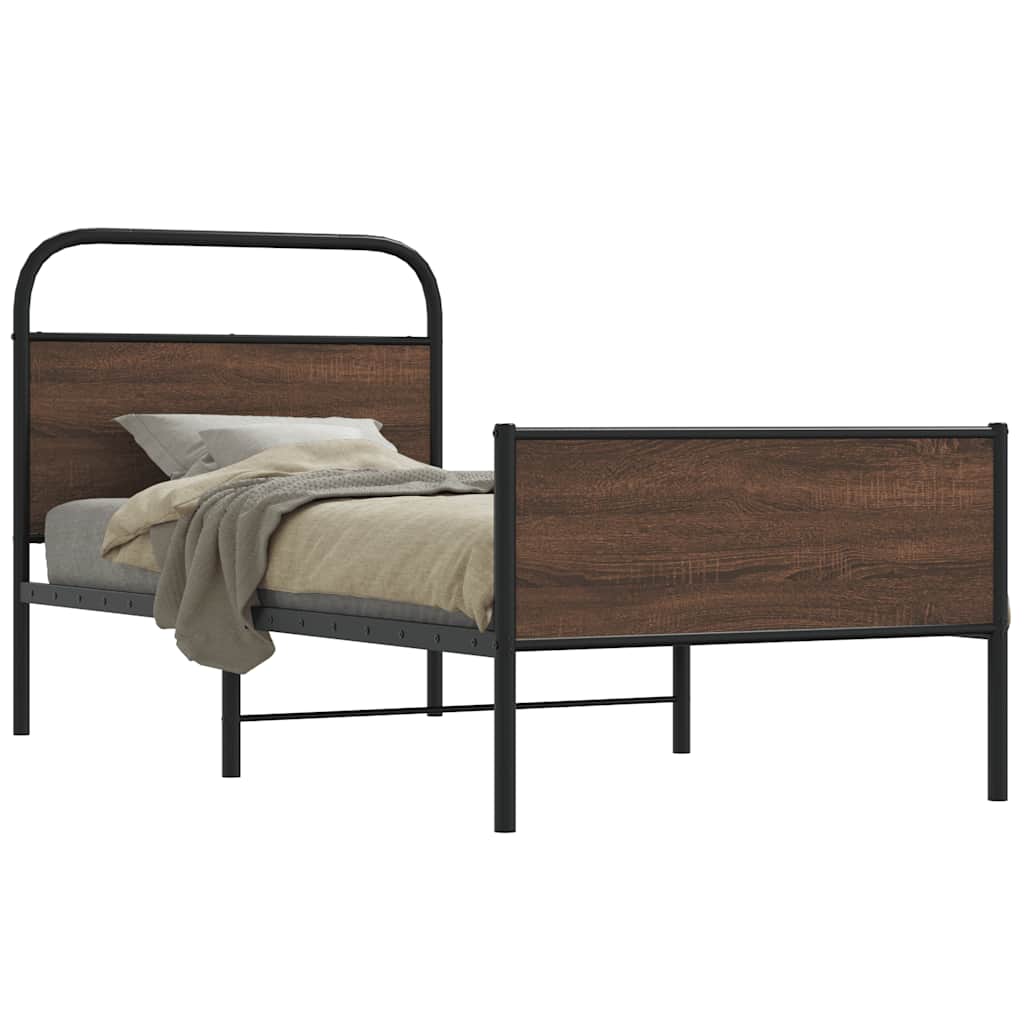 Sengeramme uten madrass brun eik 90x200 cm konstruert tre