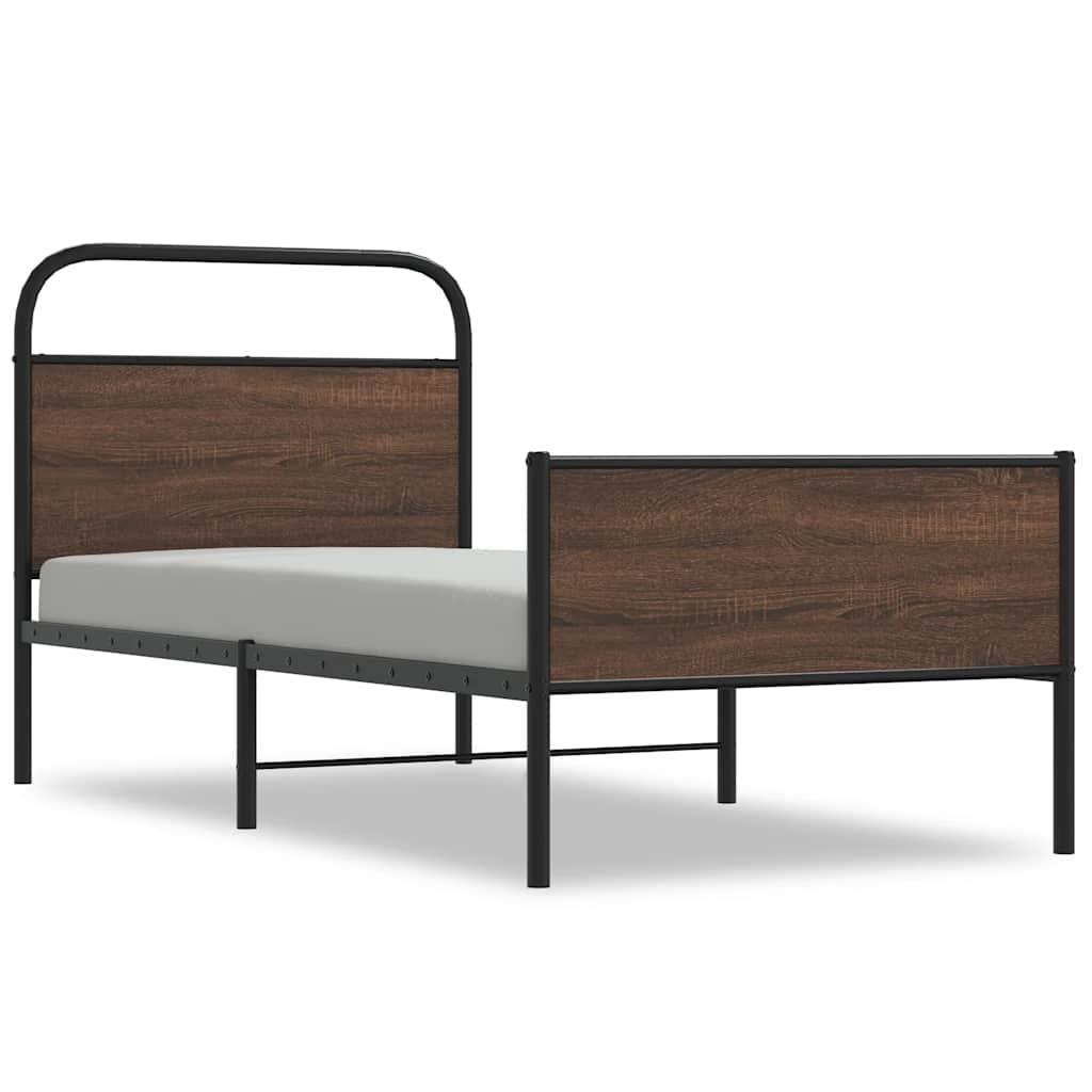 Sengeramme uten madrass brun eik 107x203 cm konstruert tre