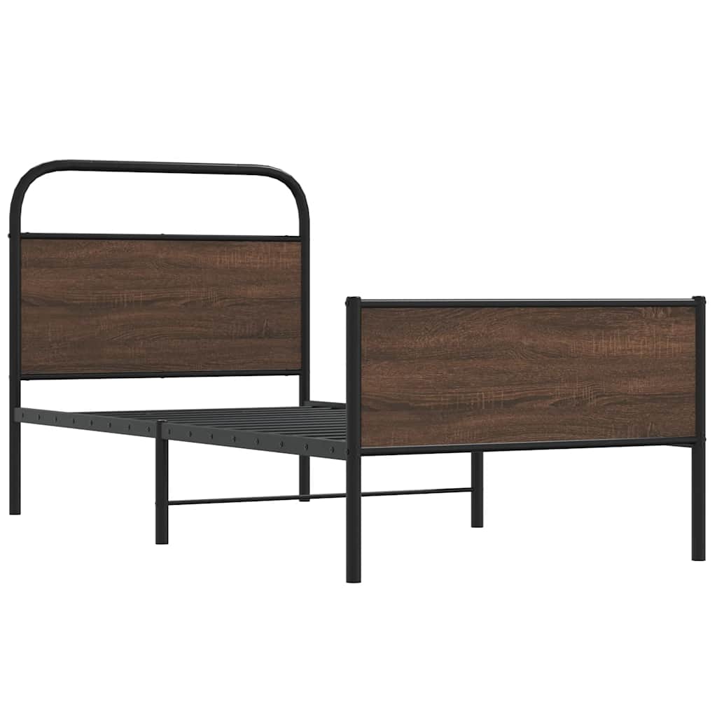 Sengeramme uten madrass brun eik 107x203 cm konstruert tre