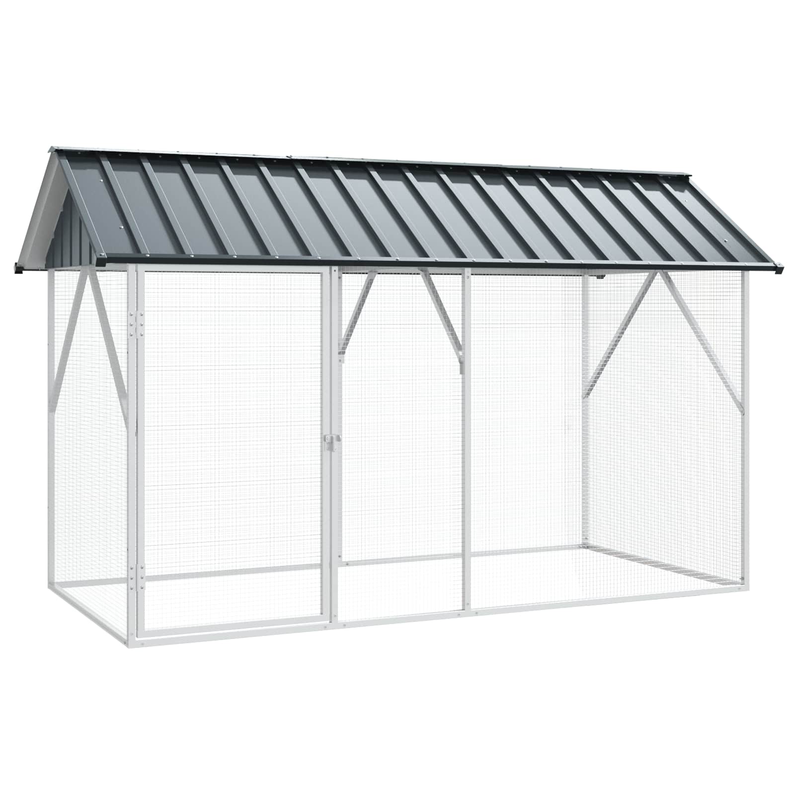 Fuglebur Antrasitt 227 x 112 x 141 cm Galvanisert Stål vidaXL