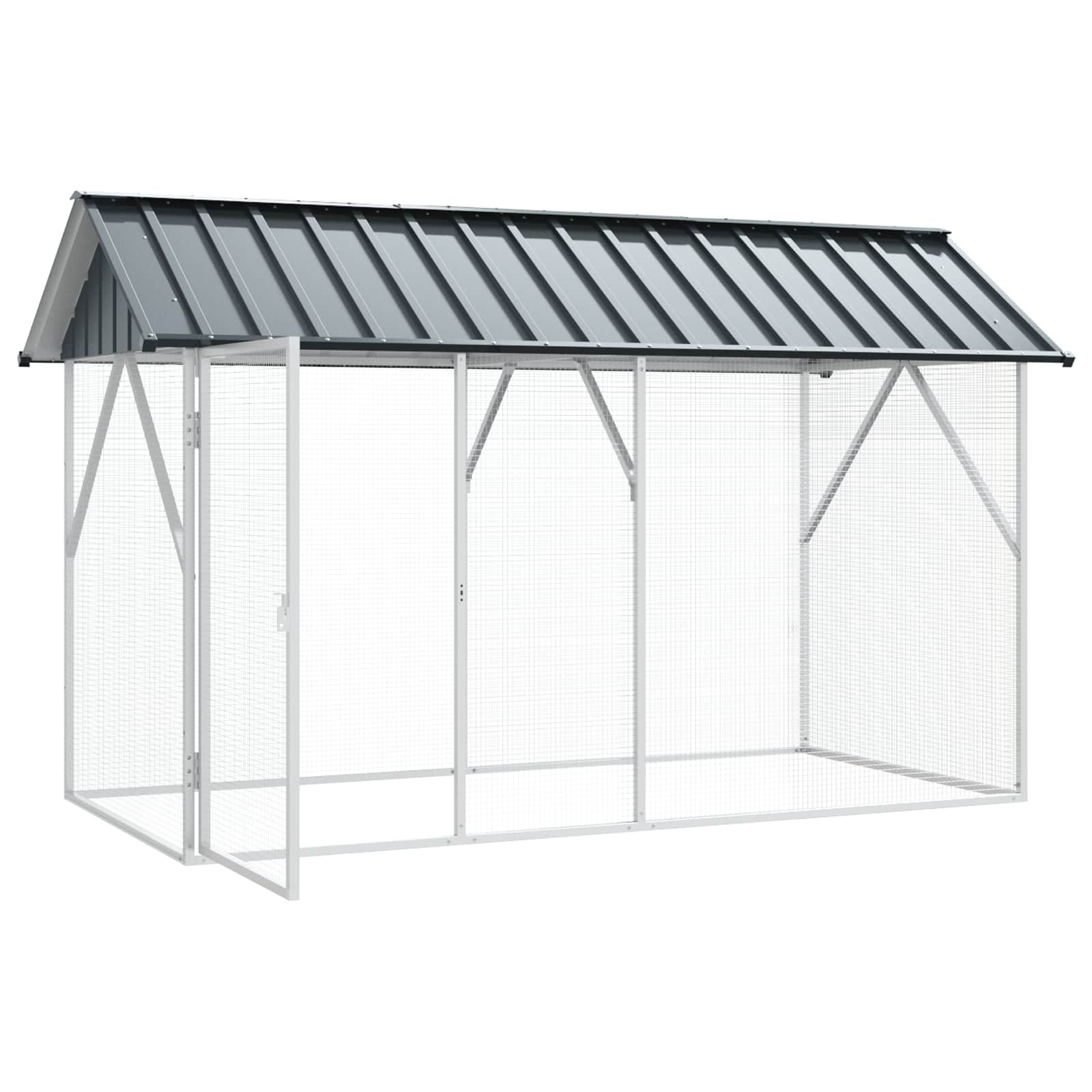 Fuglebur Antrasitt 227 x 112 x 141 cm Galvanisert Stål vidaXL