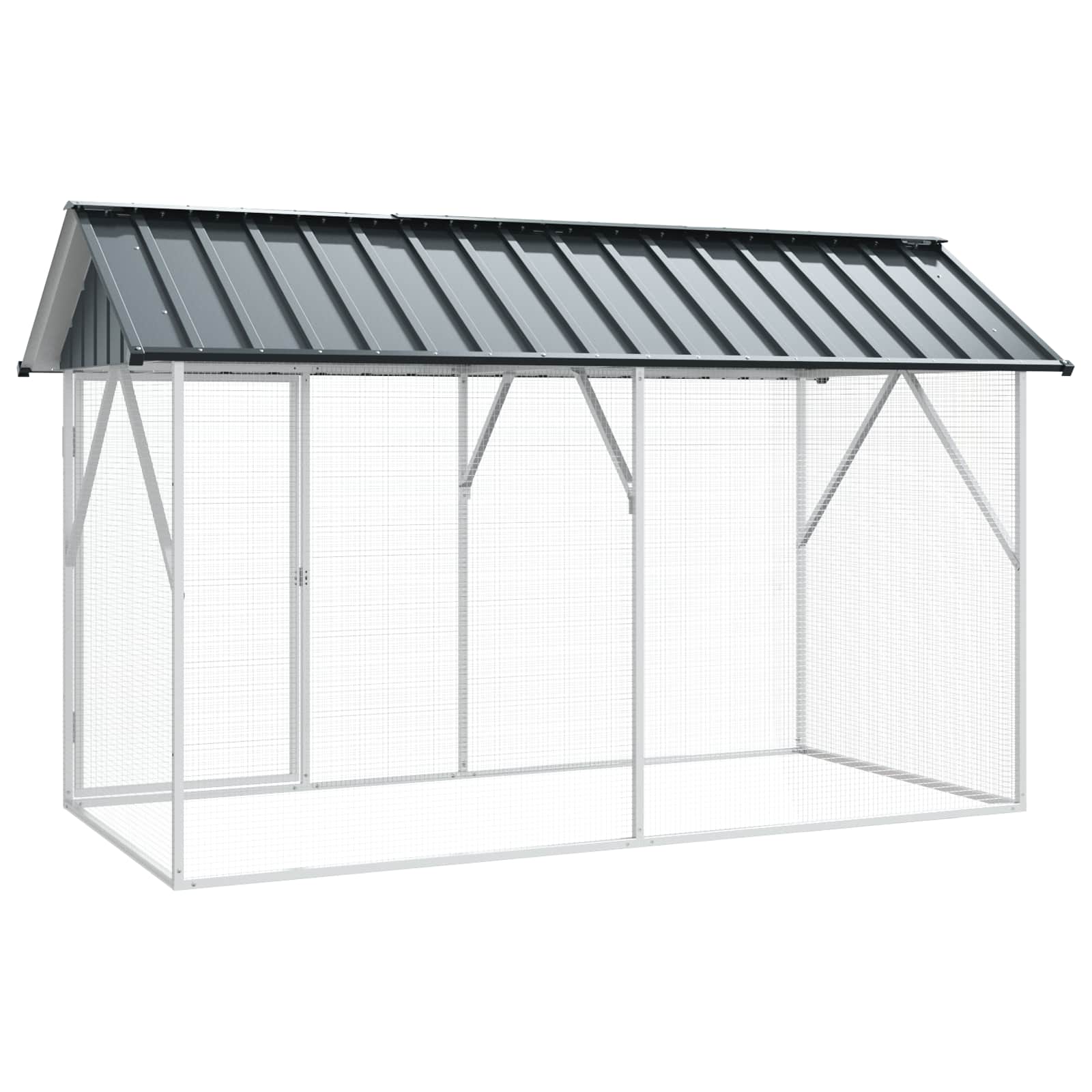 Fuglebur Antrasitt 227 x 112 x 141 cm Galvanisert Stål vidaXL