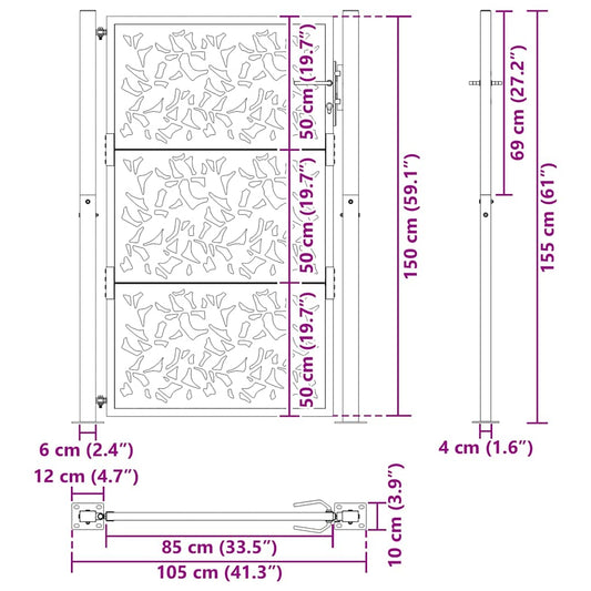 Hageport svart 100x150 cm stålbladdesign