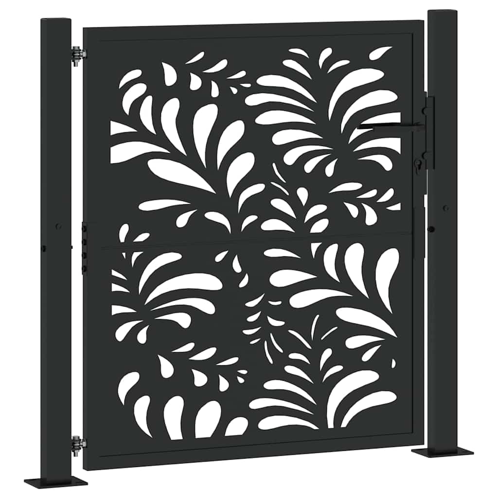 Hageport svart 100x100 cm stålbølgedesign