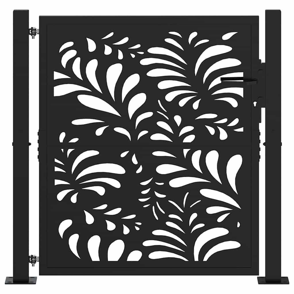 Hageport svart 100x100 cm stålbølgedesign