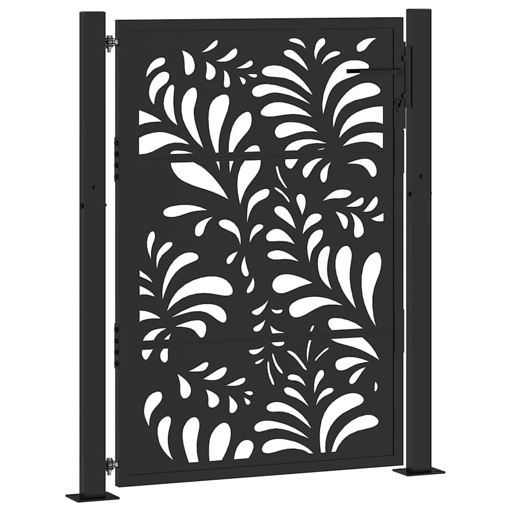 Hageport svart 100x125 cm stålbølgedesign