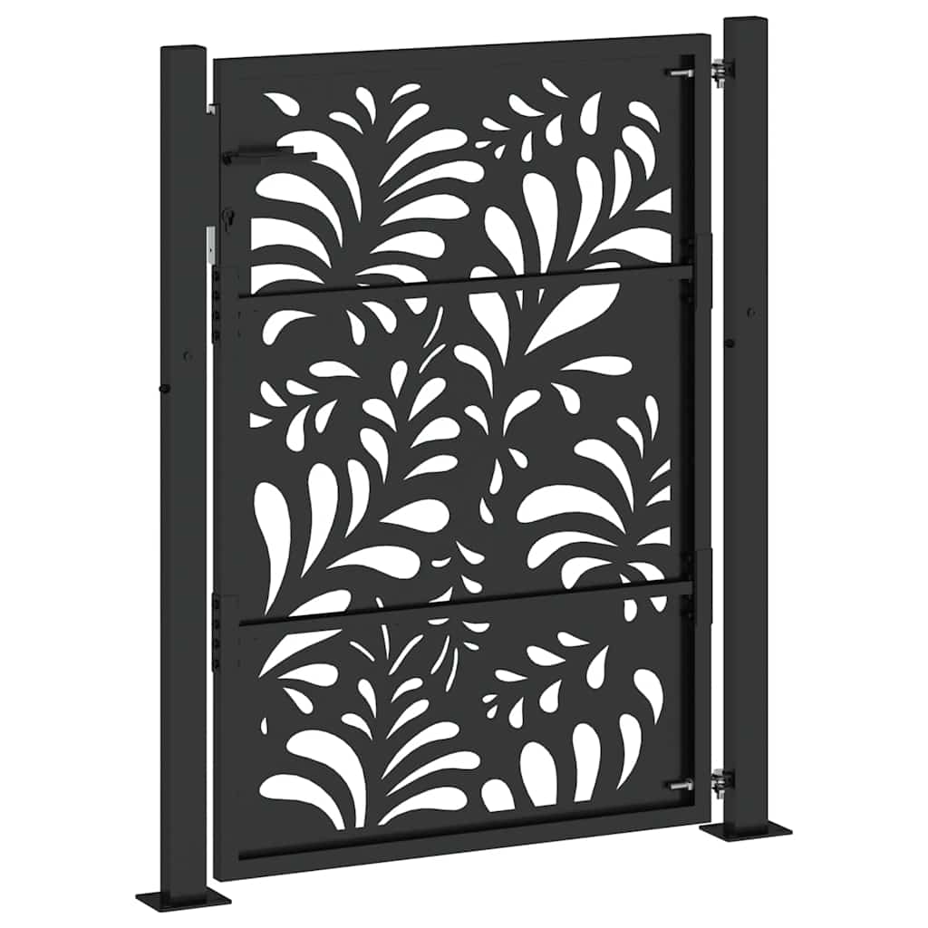 Hageport svart 100x125 cm stålbølgedesign