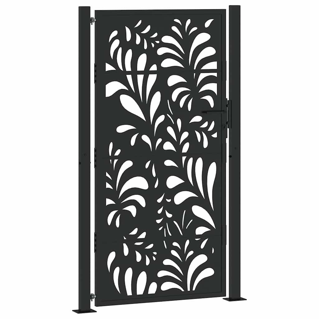 Hageport svart 100x175 cm stålbølgedesign