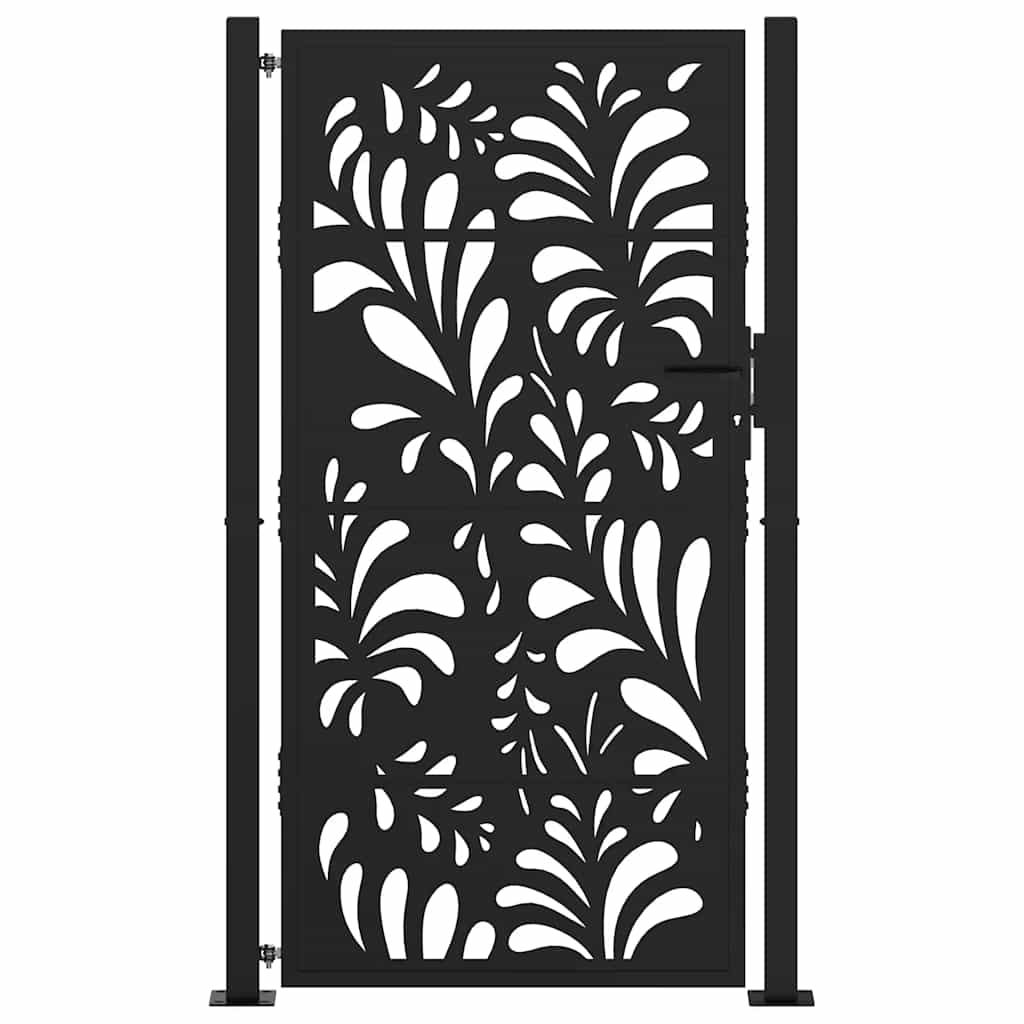 Hageport svart 100x175 cm stålbølgedesign