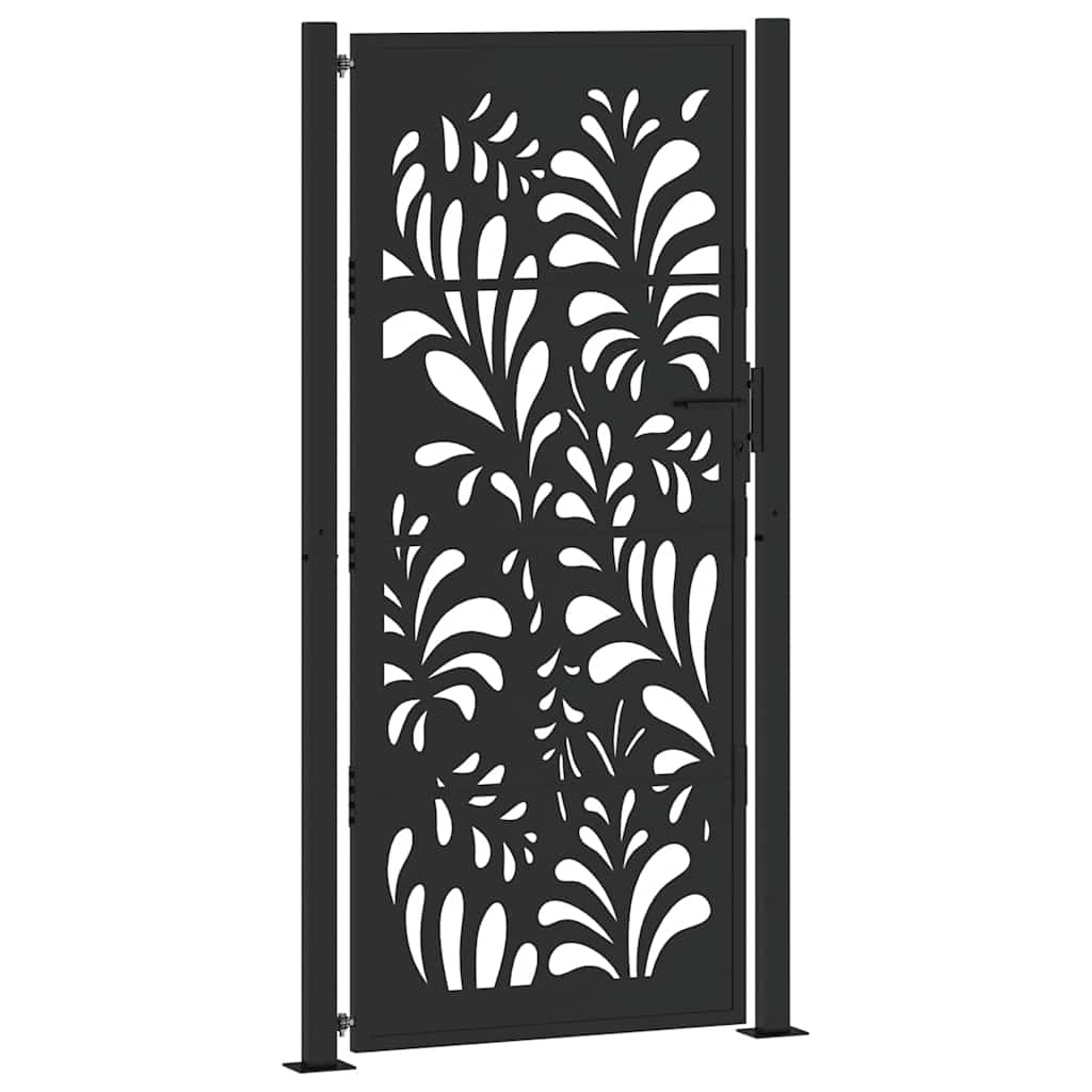 Hageport svart 100x200 cm stålbølgedesign