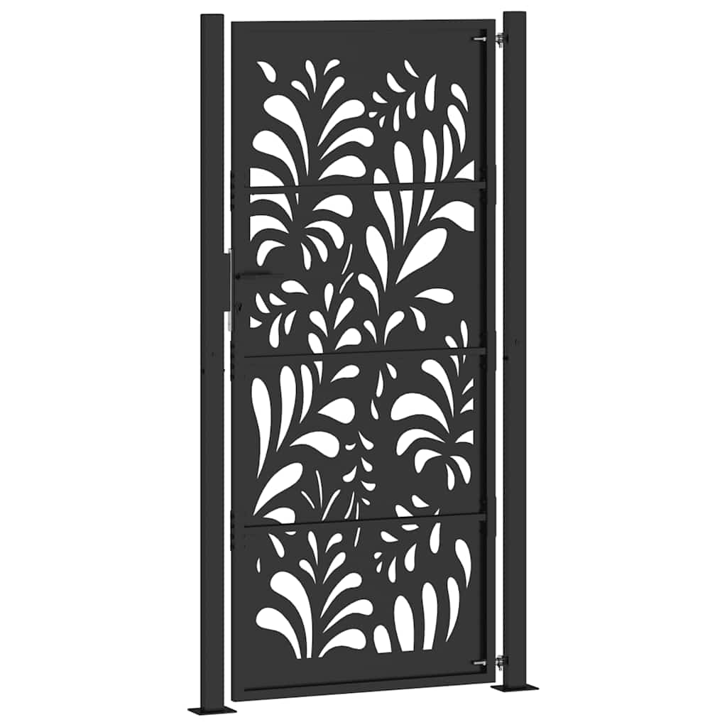 Hageport svart 100x200 cm stålbølgedesign
