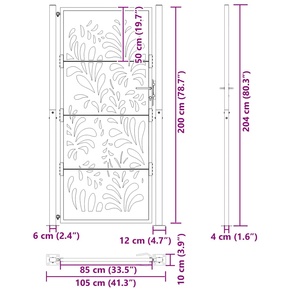 Hageport 100x200 cm værbestandig stålbølgedesign vidaXL
