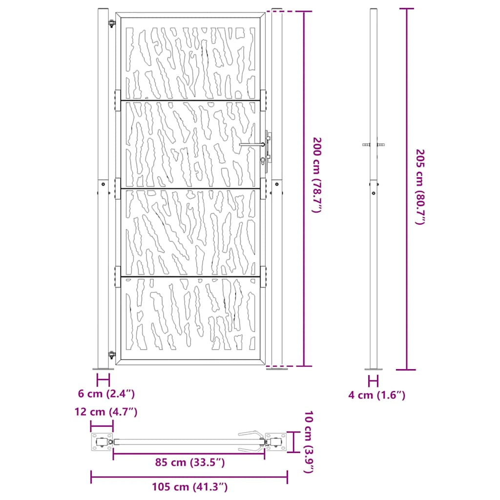 Hageport 100x200 cm værbestandig stålspordesign