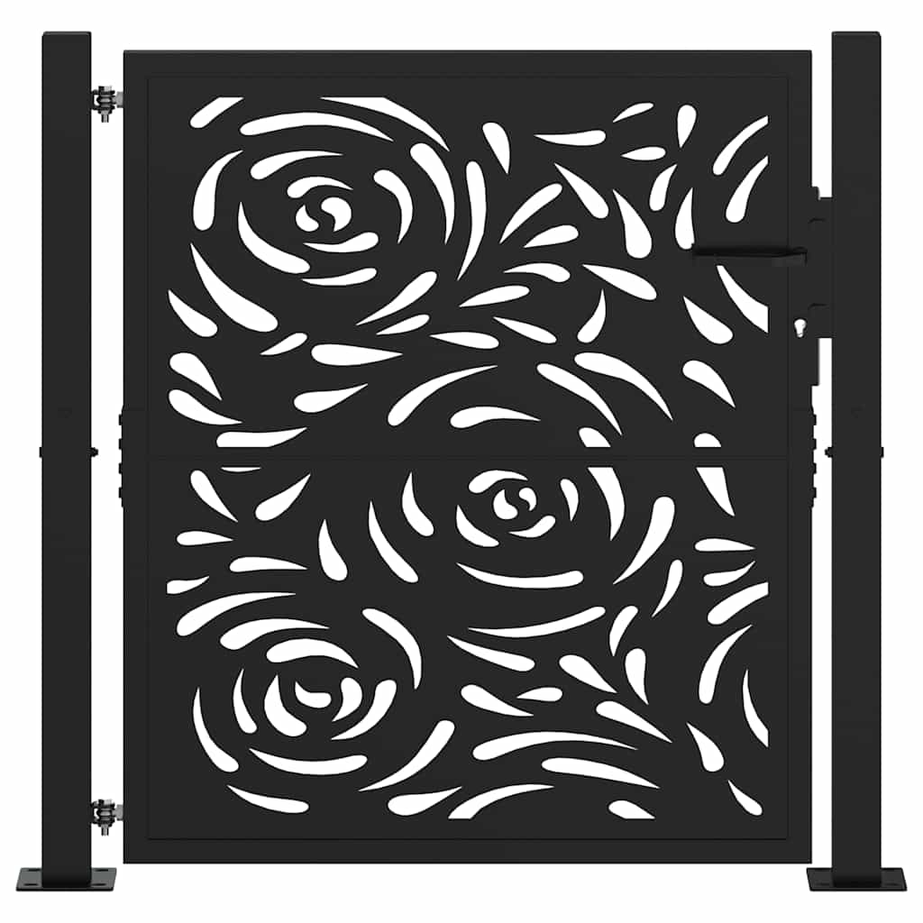 Hageport svart 100x100 cm stål flammedesign
