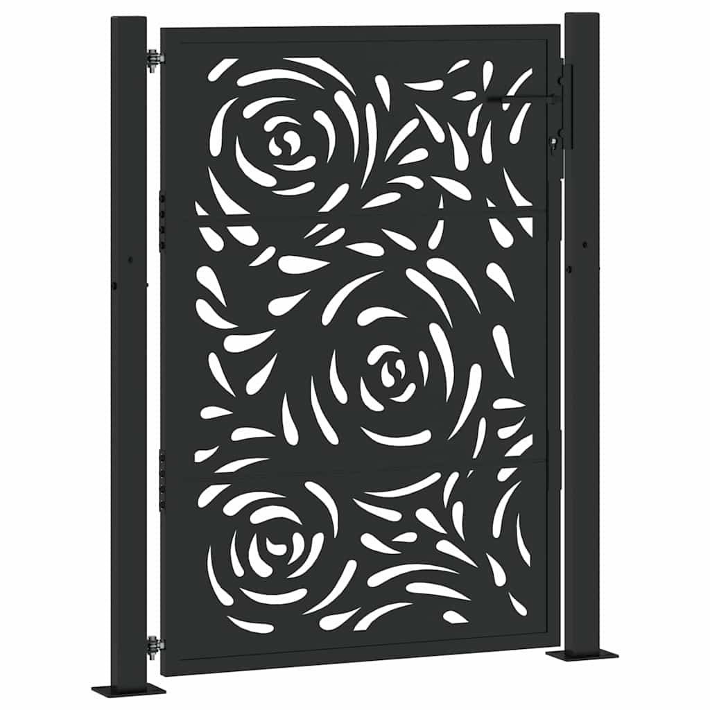Hageport svart 100x125 cm stål flammedesign