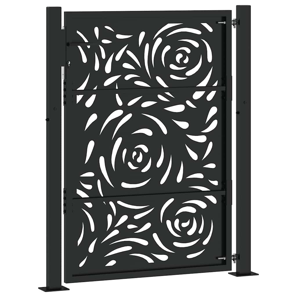 Hageport svart 100x125 cm stål flammedesign