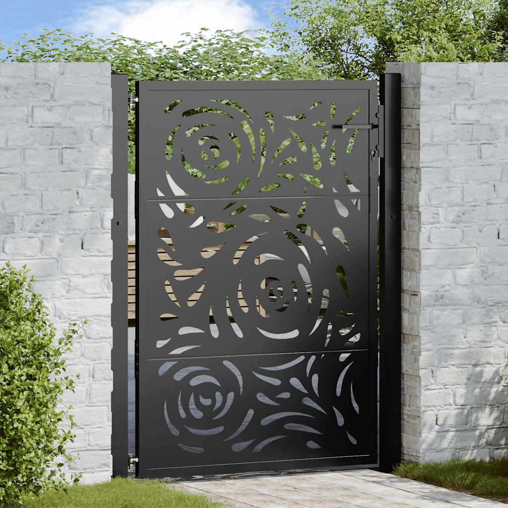 Hageport svart 100x125 cm stål flammedesign