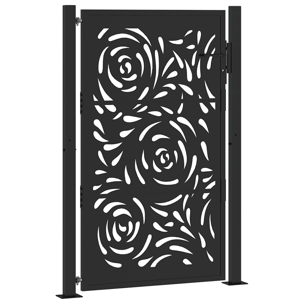 Hageport svart 100x150 cm stål flammedesign