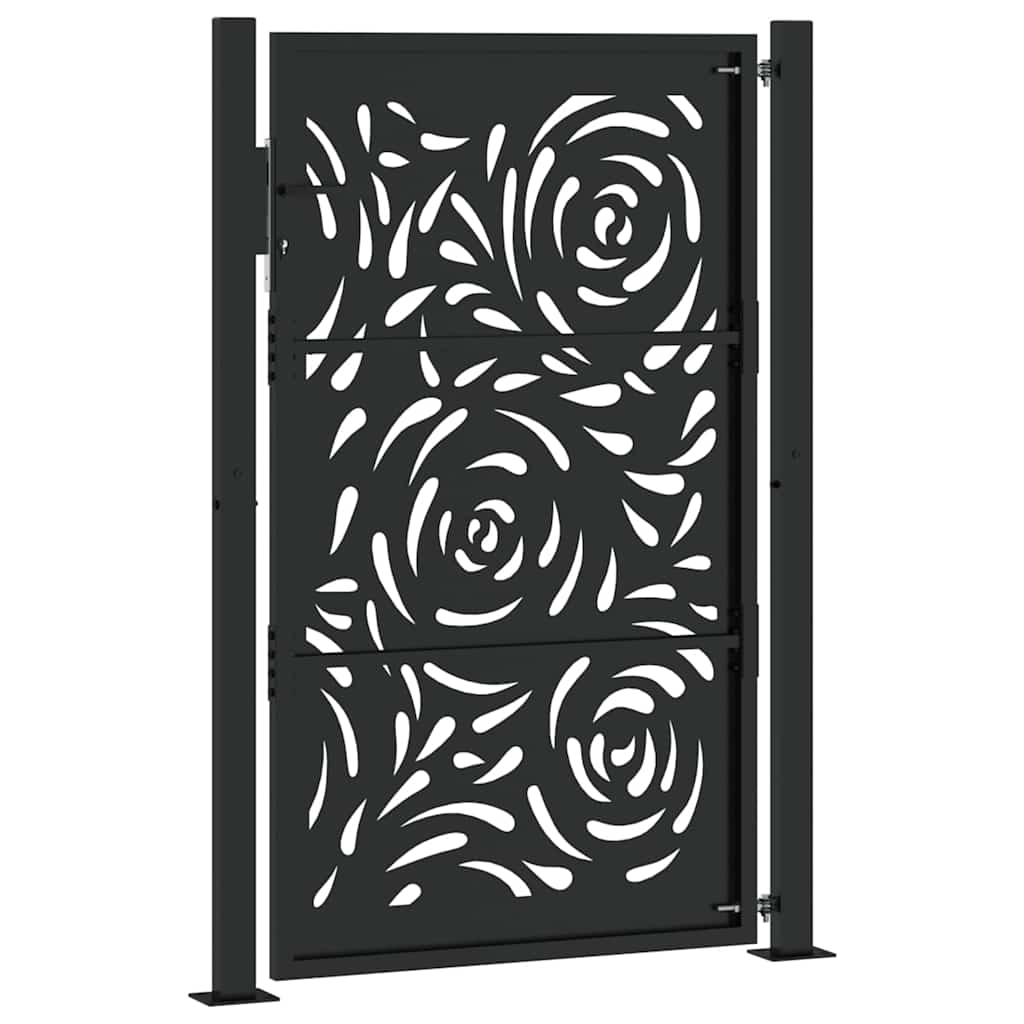 Hageport svart 100x150 cm stål flammedesign