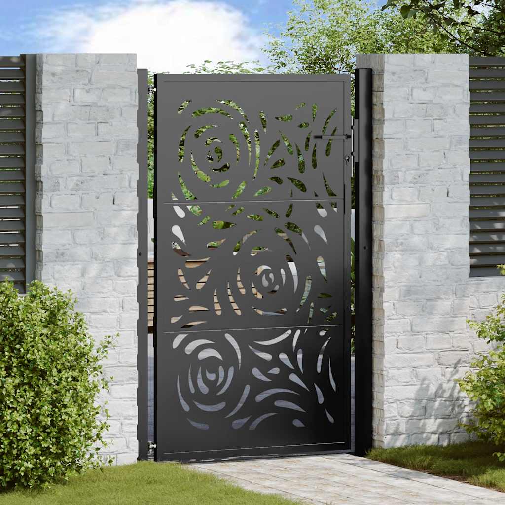 Hageport svart 100x150 cm stål flammedesign