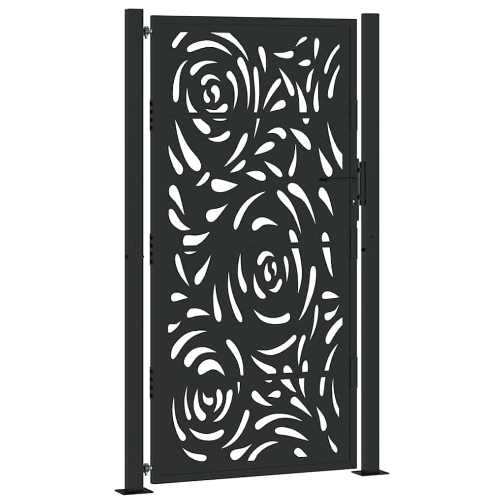 Hageport svart 100x175 cm stål flammedesign