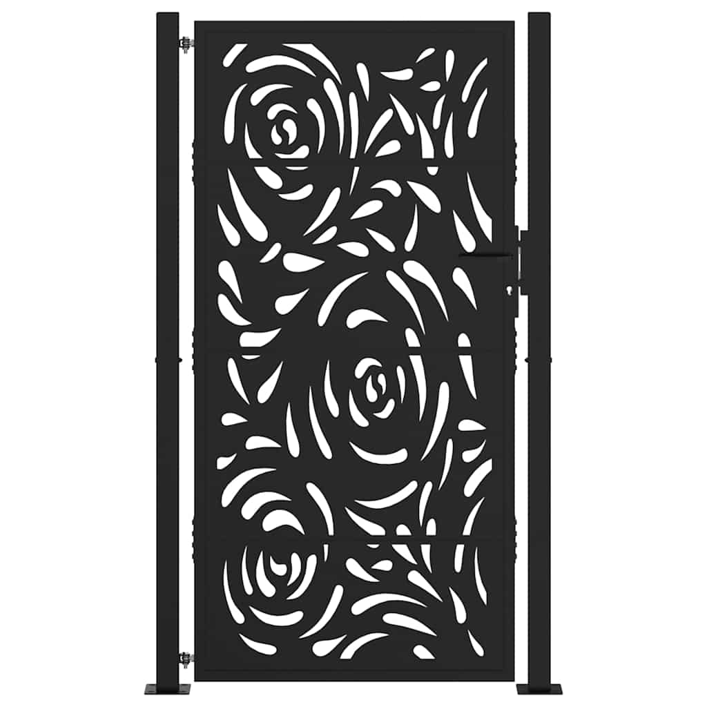 Hageport svart 100x175 cm stål flammedesign