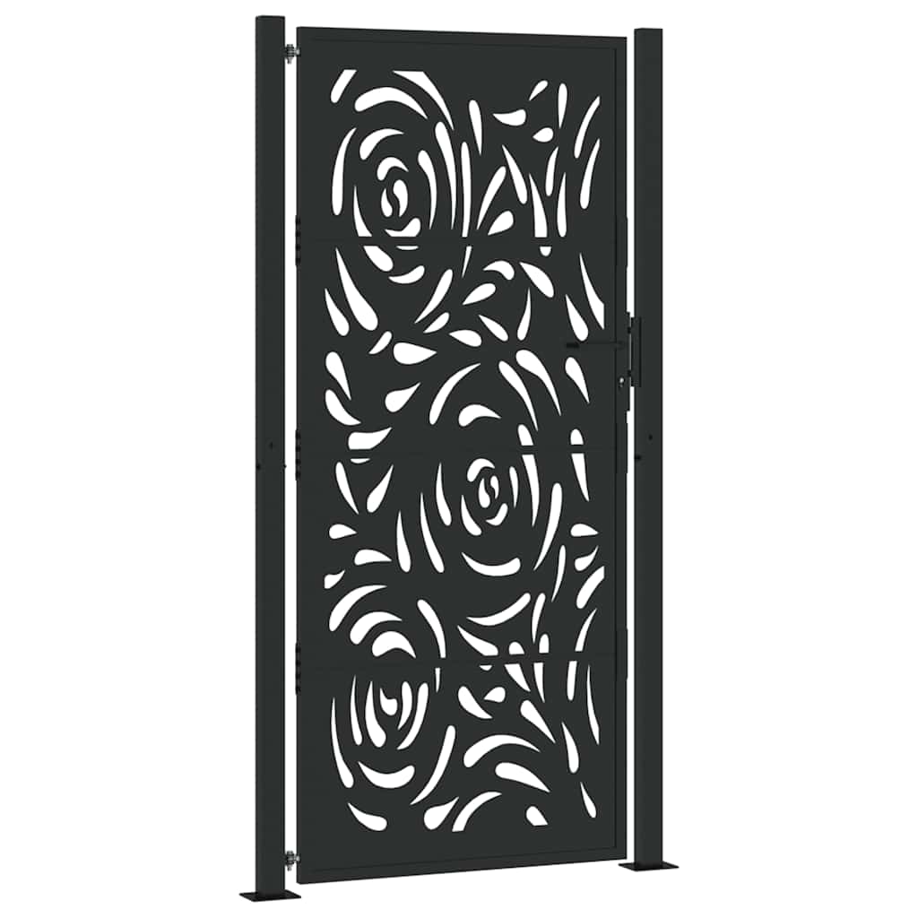 Hageport svart 100x200 cm stål flammedesign