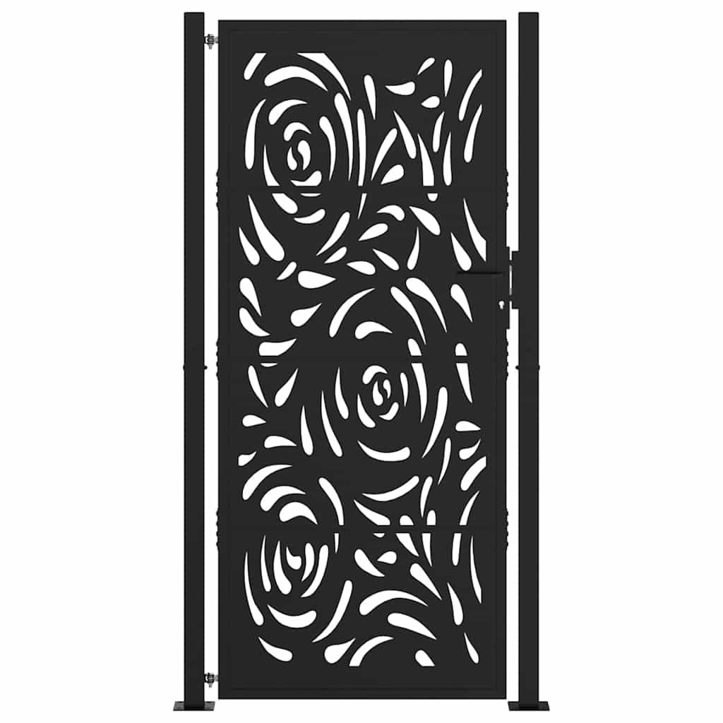 Hageport svart 100x200 cm stål flammedesign